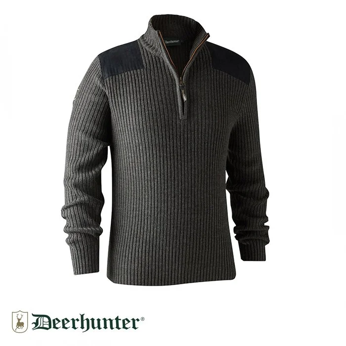 DEERHUNTER Rogaland Yarım Fermuarlı Gri Kazak L