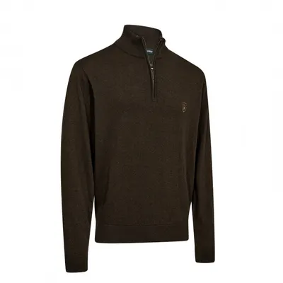 DEERHUNTER Harrington Fermuarlı Kahverengi Kazak XL